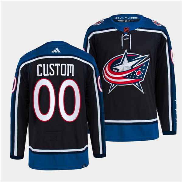 Men%27s Columbus Blue Jackets Custom Navy 2022 Reverse Retro Stitched Jersey->customized nhl jersey->Custom Jersey